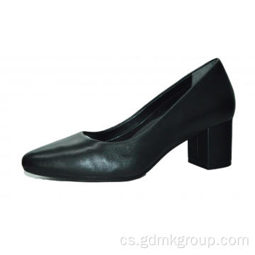 Formální černé profesionální boty na vysokém podpatku na silném podpatku